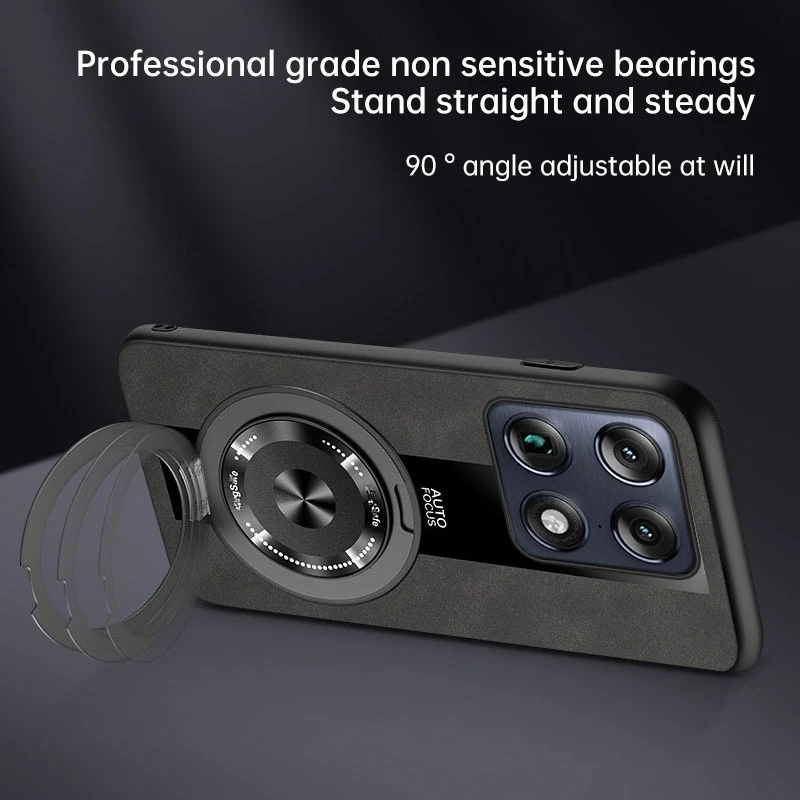 Luxury Leather Magnetic Stand Case for Smartphones - Skin-Friendly U-Shaped Cover