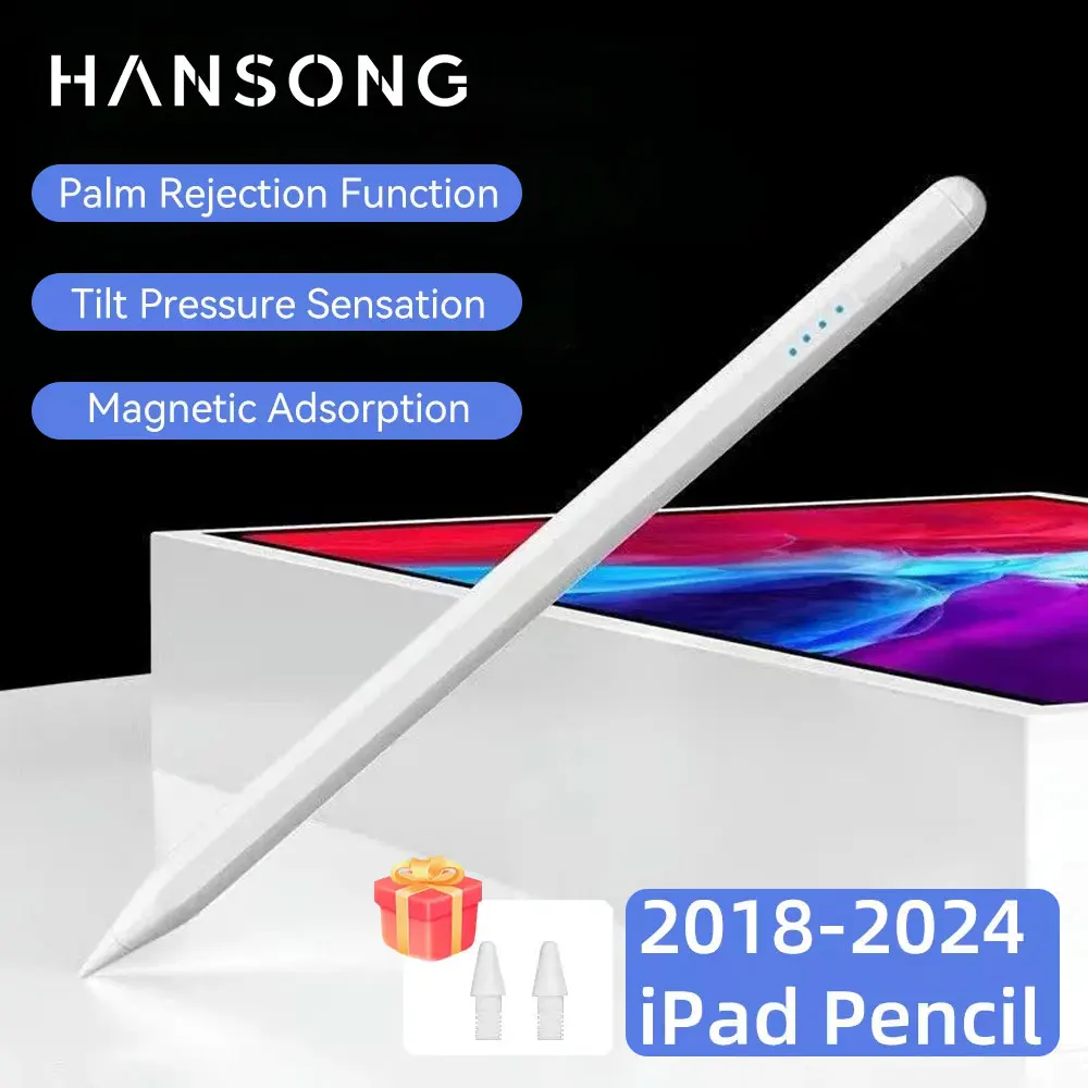 Stylet Actif Pour IPad 2018-2025 Avec Repousse-paume Et Inclinaison - Compatible IPad Pro, Air, Mini, IPad 10e-6e