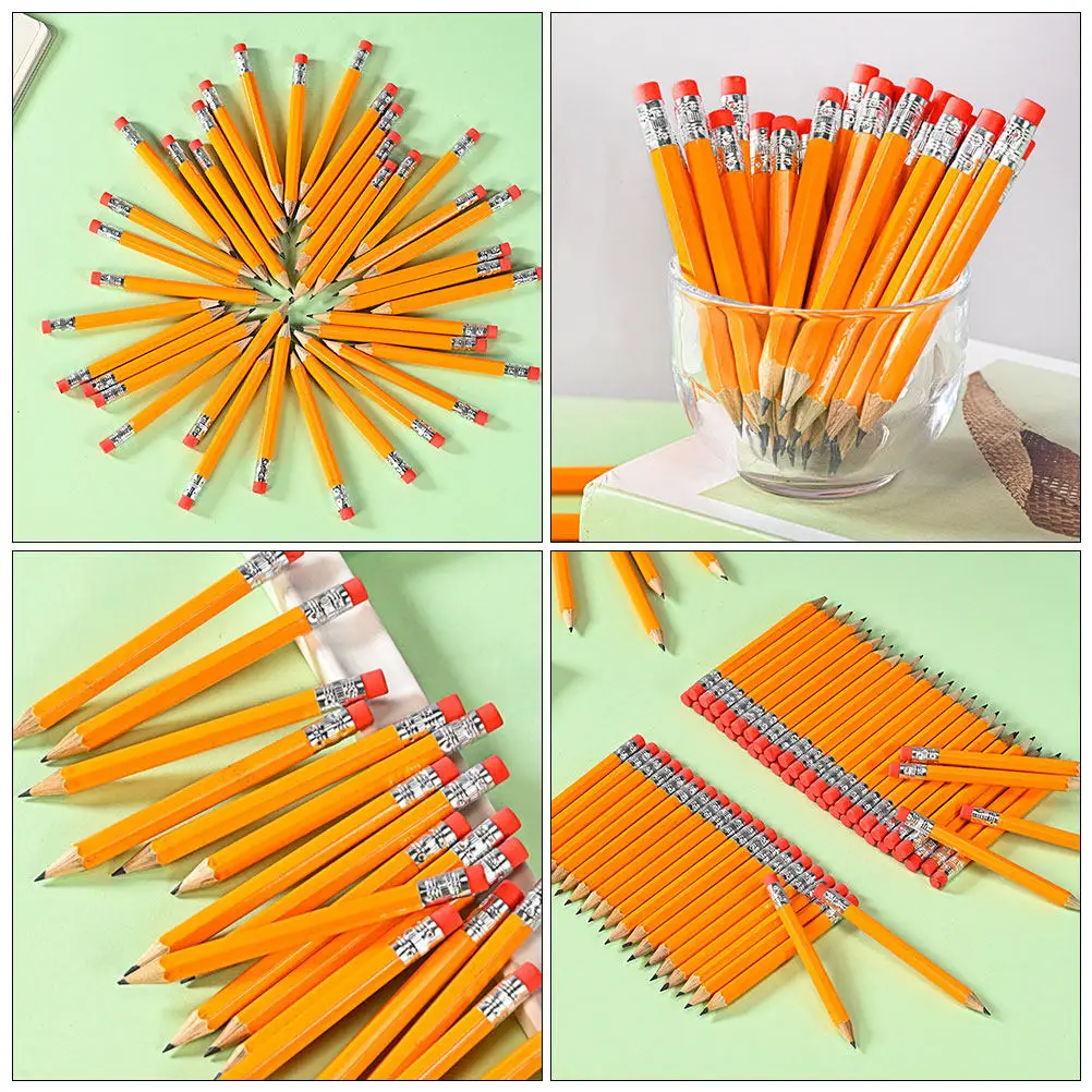 72Pcs 골프 연필 미니 휴대용 나무 연필 대량 지우개 교실 파티 이벤트를위한 부드러운 쓰기 연필 팩