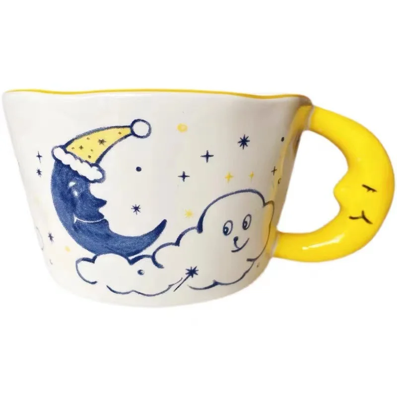 

Korean Creative Good Night Moon Handle Teddy Cute Ceramic Mug Good-looking Water Cup Creative Coffee Cup