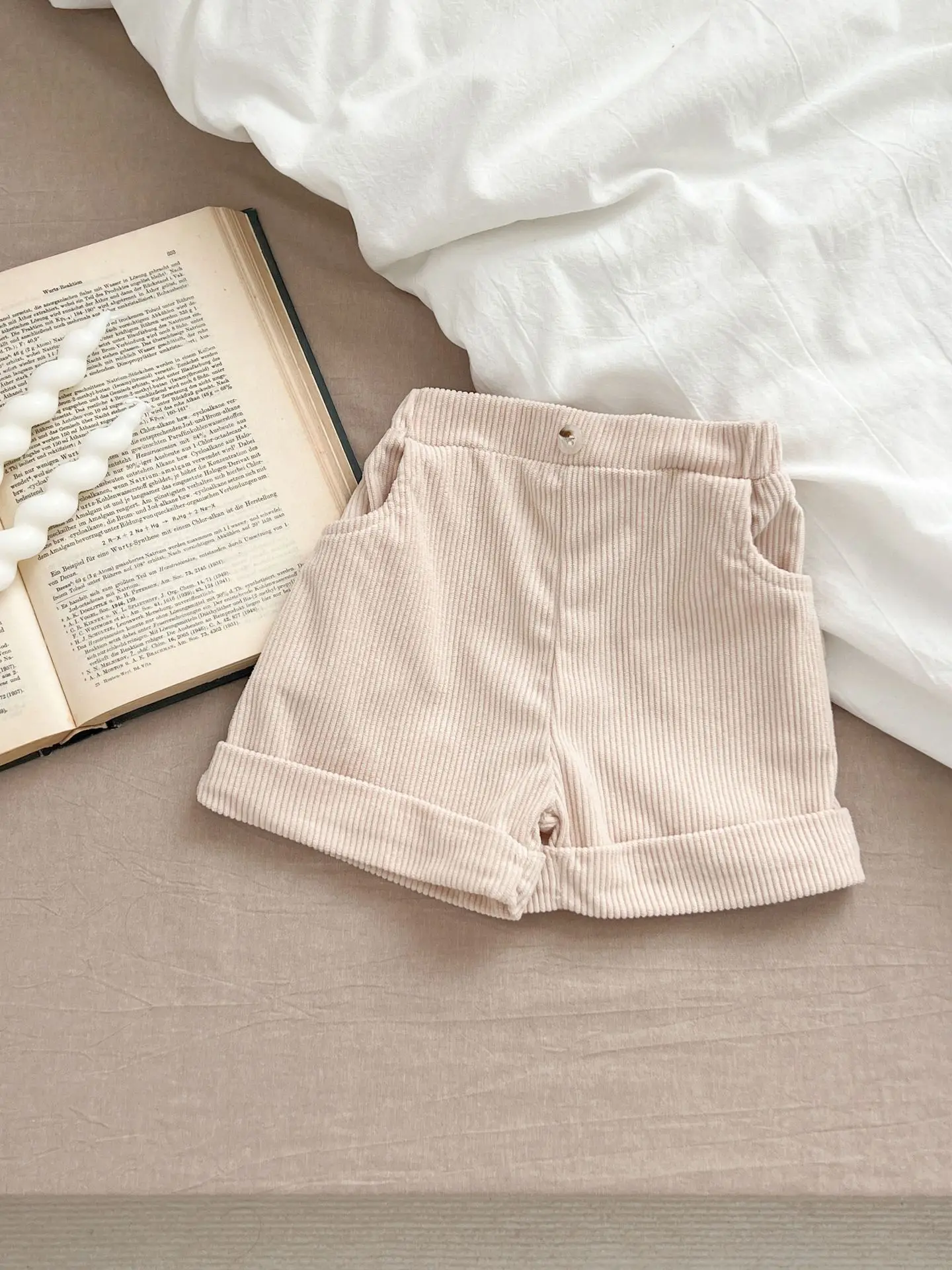 Baby Clothing New Fashionable Pants Spring All Match Solid Color Corduroy Casual Boys and Girls Simple Baby Shorts