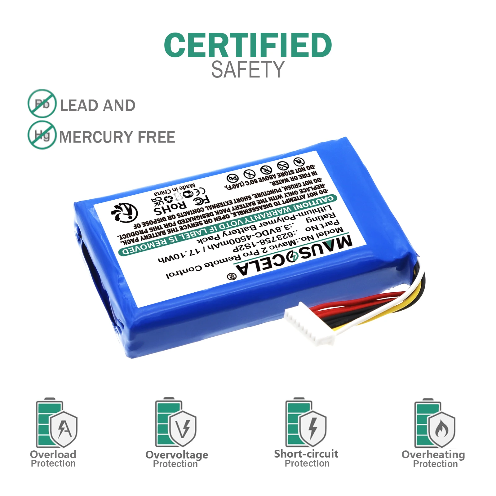 Pack de deux batteries drone 7.4V 2200mAh compatibles DJI Mavic Mini, avec chargeur et câble USB.