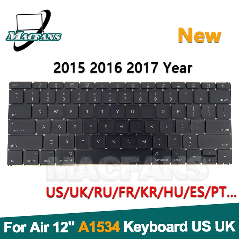 Substituição Original do Teclado do Portátil para Macbook 12 Polegadas A1534 Russo Alemão Espanha França Coréia Itália Reino Unido Eua Ano 2023 2023 2023
