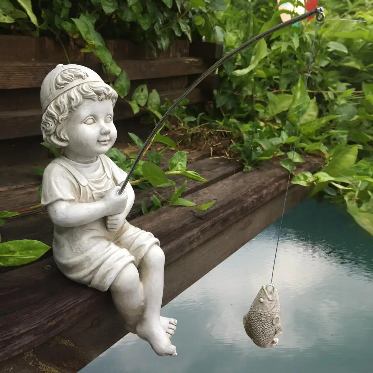 Nacome Little Fishing Boy Garden Statue Outdoor Decal Fisher Girl Figurine  Decor Fisherman Sculpture Home Yard Pool Ornament - AliExpress