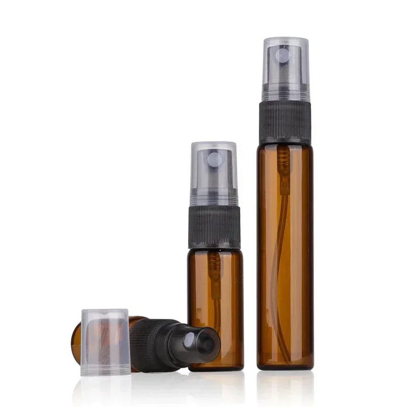 50pcs 3ml 5ml 10ml Glass Perfume Bottle kit Atomizer Container Glass Spray Bottles for Essential Oils Empty Amber clear Bottle 5