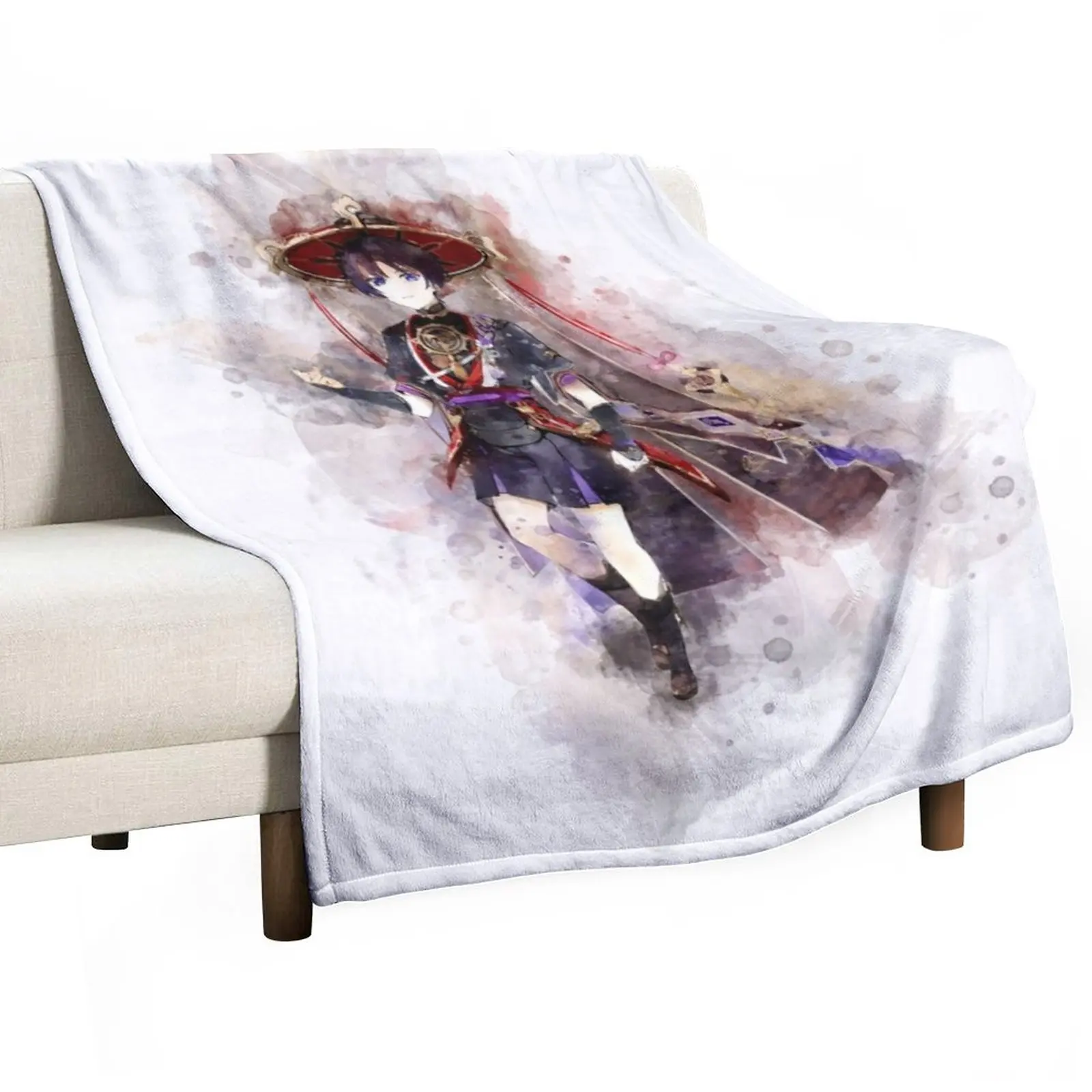 

Genshin Impact - Scaramouche *watercolor* Throw Blanket Fluffy Shaggy Blanket Sofa Quilt Warm Blanket