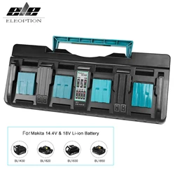 DC18SF 4-Port Charger For Makita Battery 14.4V 18V 3A Li-Ion BL1830, BL1830B, BL1840, BL1840B, BL1850, BL1850B, BL1860, BL1860B