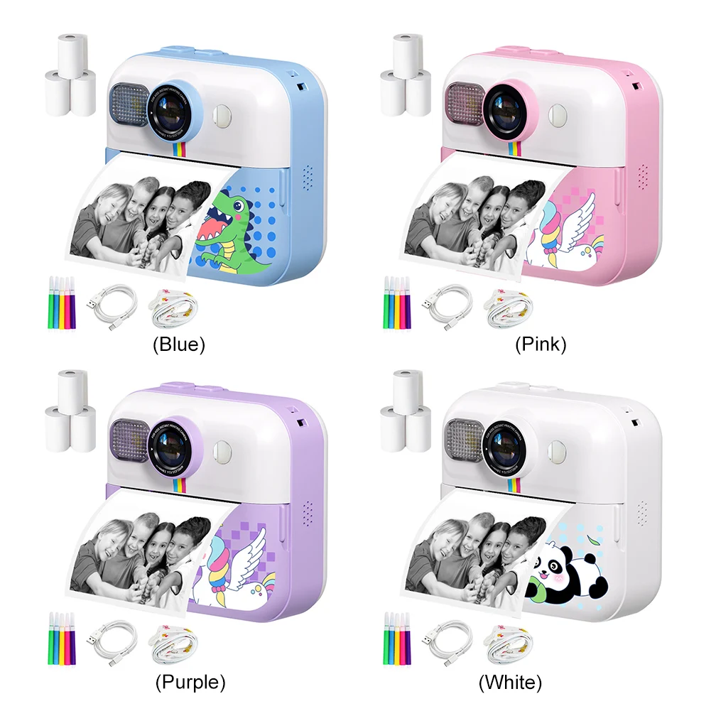 Kids Mini Instant Print Camera 2.4 Inch Screen Thermal Printing Camera 48MP 1080P Video digital camera