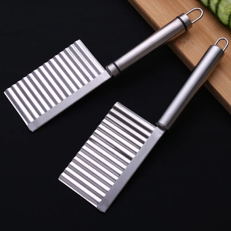 2PCS Potato Slicer French Fry Cutters Stainless Steel pizzas Carrots Wavy chopper for Fruits Vegetables long-lasting