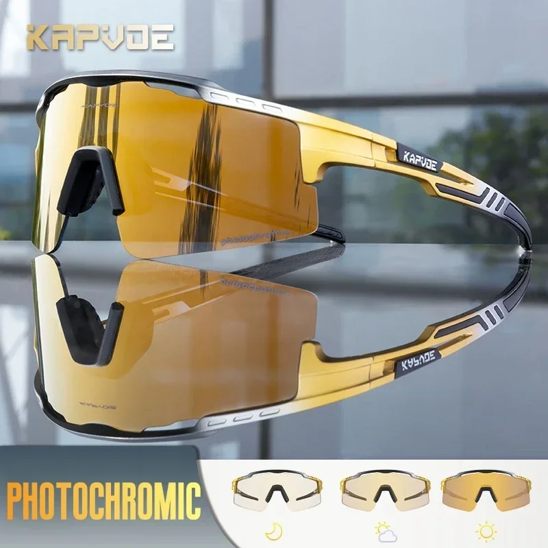 

KAPVOE Photochromic Cycling Glasses Men's Cycling Eyewear Road Bike Glasses Women MTB Mountain Bicycle Goggles Sports Sunglasses