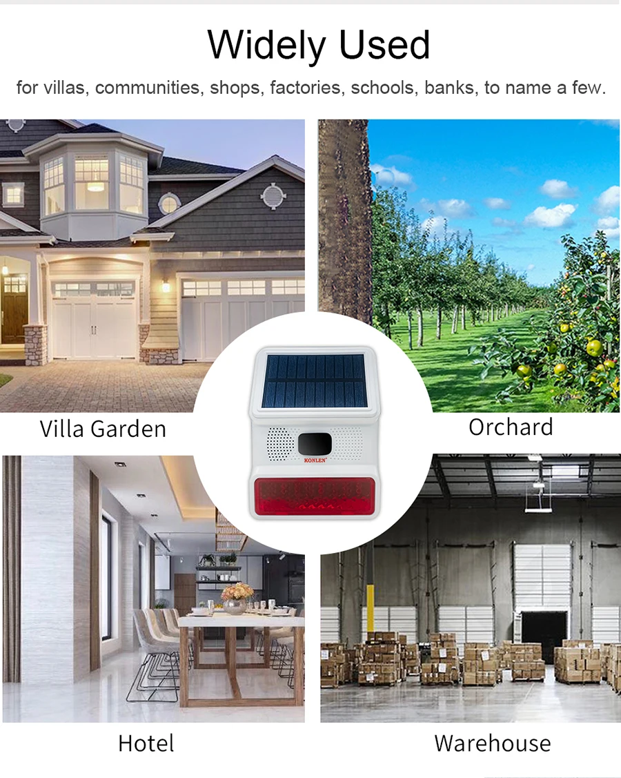 433mhz Strobe Solar Siren Outdoor Wireless Burglar Home Alarm System Kit Securit