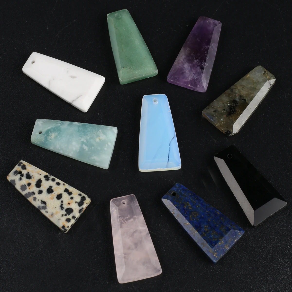 12 PCS Trapezoidal Pendant Jewelry Making DIY Natural Semi precious Stone Necklace Earrings Accessories Gift Wholesale Price