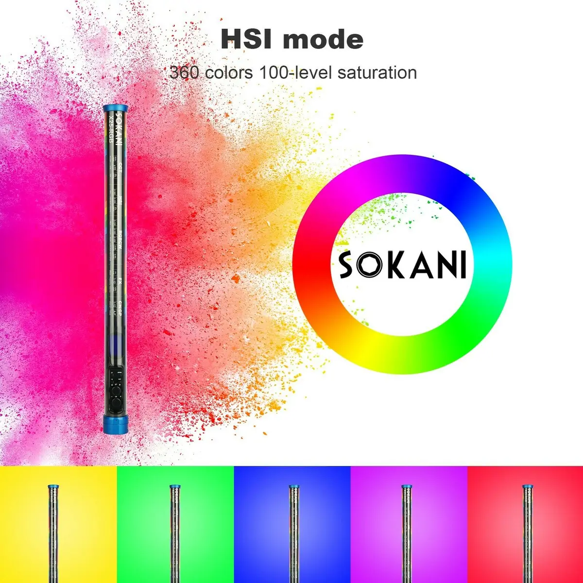 【DO BRASIL】Sokani X25 RGB LED Video Light Handheld Tube Wand Stick  CTT Photography Lighting 3000mAh APP for YouTube Tiktok — view 2