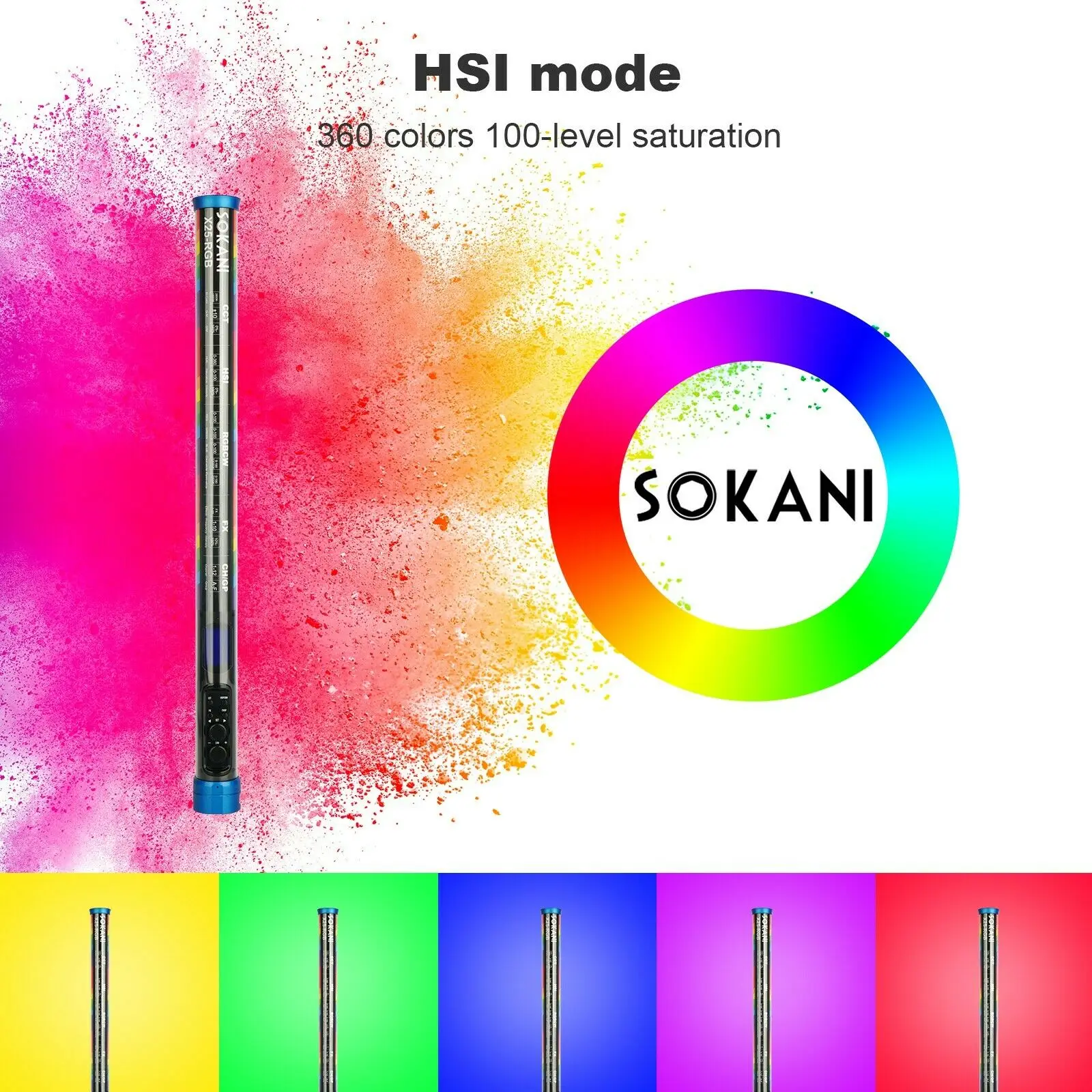 유튜브 틱톡용 RGB LED 비디오 라이트, 핸드헬드 튜브 지팡이 스틱, CTT 사진 조명, 3000mAh 앱 제어, 상단 X25