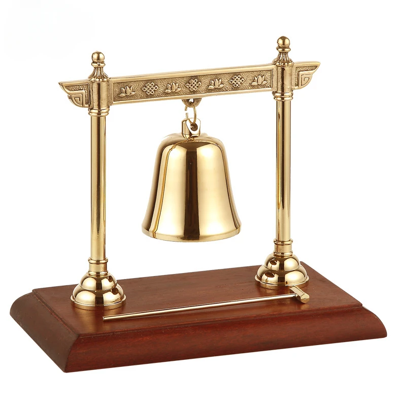 

Ruixiang Brass mahogany base rings bell ornaments, bar ornaments, copper bells, safe home and office feng shui