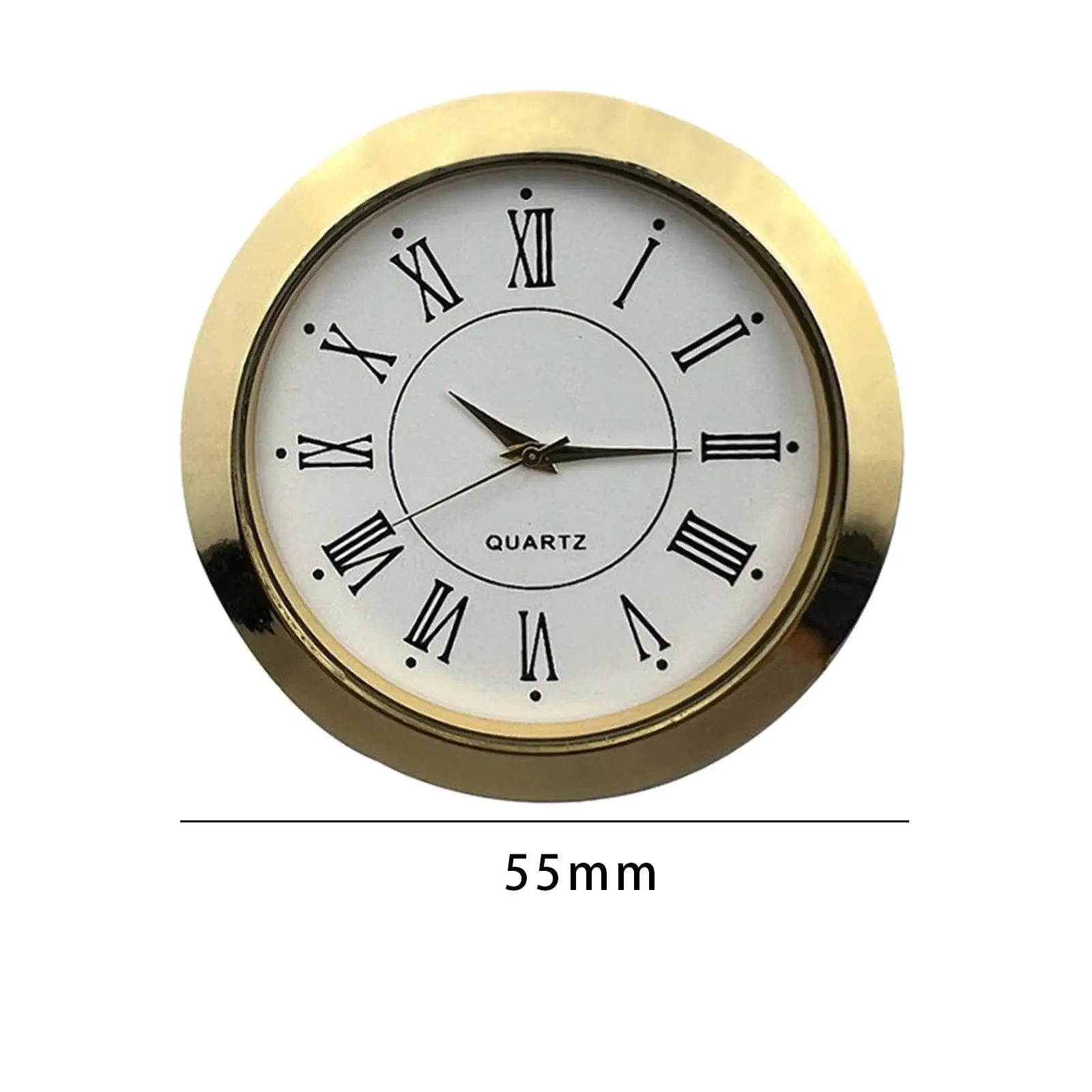 2-1/8 inch (55 mm) Insert Gold Clock Easy to Read Round Clock for DIY Clock Self Installation Living Room Table Clocks Office