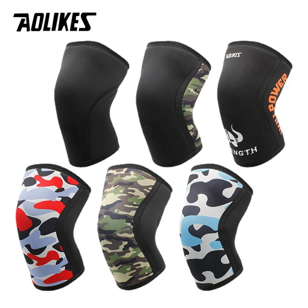 1 Pair 7mm Neoprene Sports Kneepads Compression Weightlifting Pressured Crossfit Training Knee Pads Support Women Men knee pad