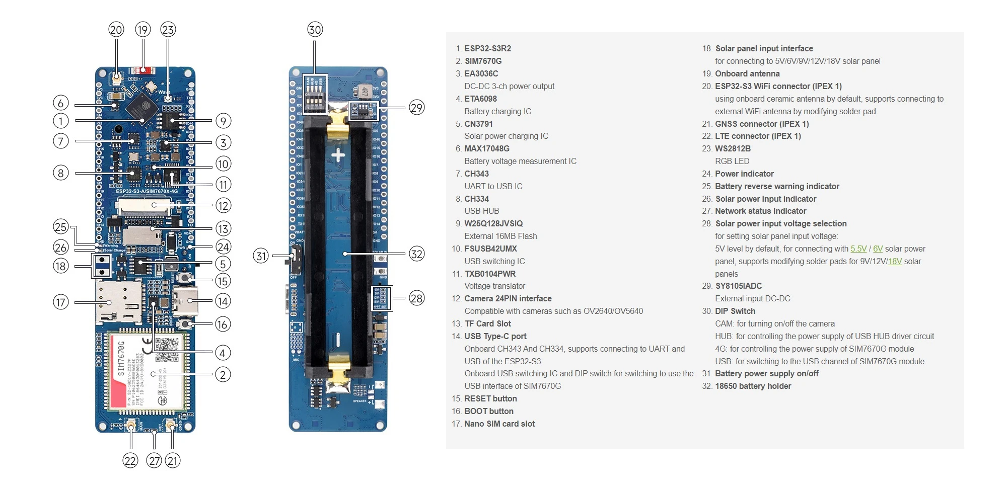 thumbnail image 2 of ESP32-S3 A7670E 4G Development Board Supports 4G LTE Cat-1/2G Bluetooth5 GNSS Positioning WiFi 2 of 13