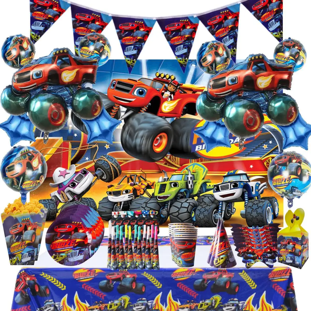 Cartoon Blaze And The Monster Machine Birthday Party Disposable Tableware Decoration Articles for Children's Baby Shower birthday party decoration set