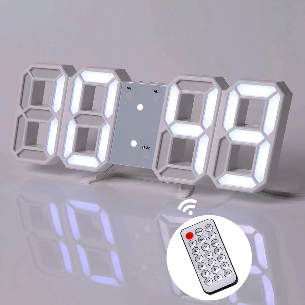 Home Decor Digital Wall Clock Digital Alarm Clocks Hanging Table Clocks Calendar Thermometer Electronic Clocks 3d Wall Clock 