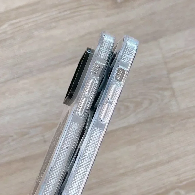 Acrylic Transparent Border Black Heart iPhone 13 15 14 Pro Max Protective Case, Fits iPhone 15 Pro Max