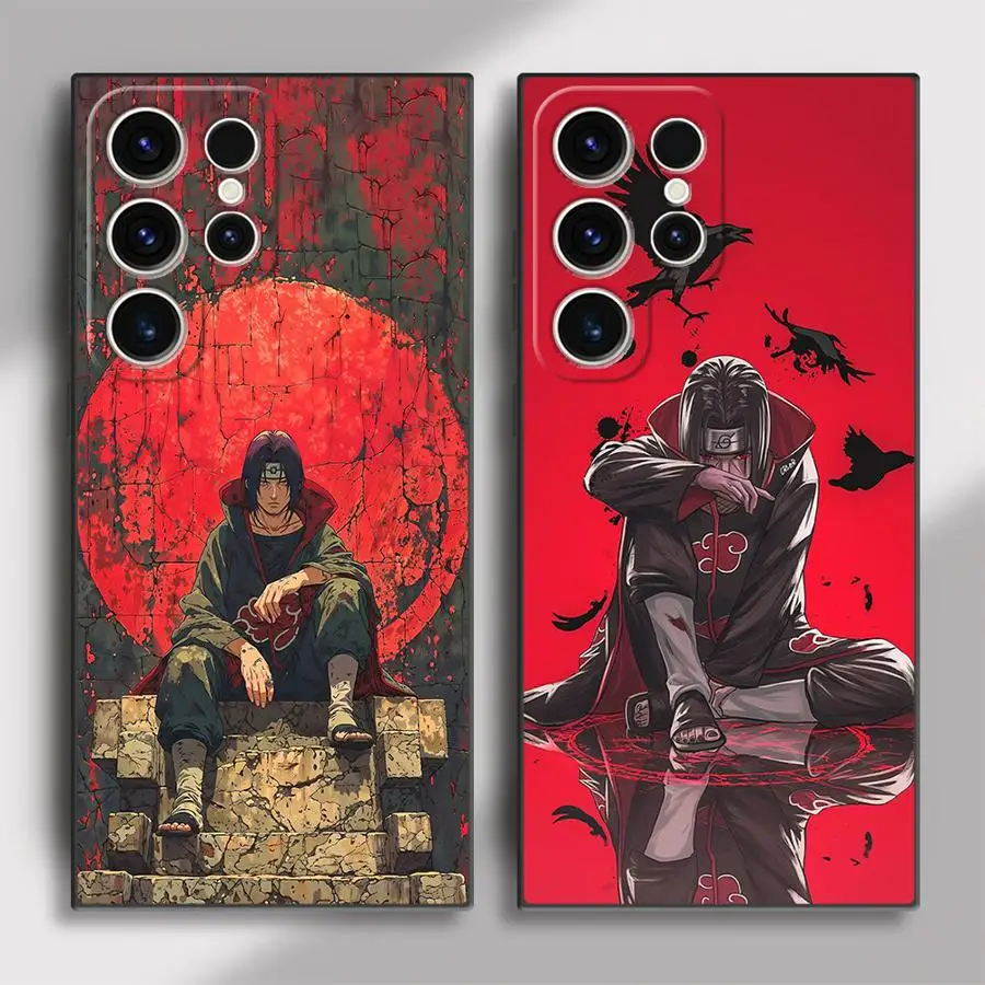 Black Soft Phone Cover with Cartoon Uchiha Itachi Design