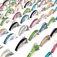 Wholesale 20/50/100pcs Multi-colored Beautiful Zircon Stainless Steel Rings Women's Couples Wedding Jewelry Lovers Gift 2