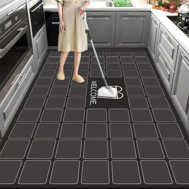 Modern Kitchen Waterproof and Oil proof Carpet Restaurant Geometric Non