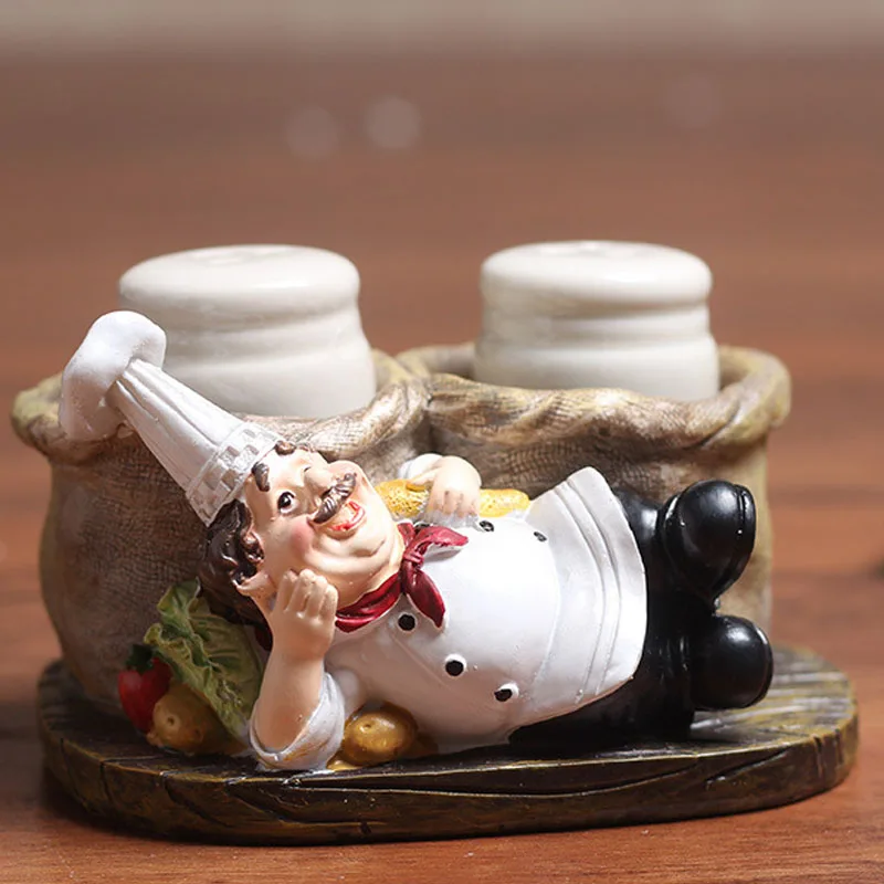 Kitchen Chef Cook Pepper Condiment Bottle Model Statue Miniature Figurine Gifts Crafts Resin Home Decoration Accessories TTBD85