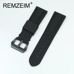 Versatile Soft Silicone Sport Watchband - Fashionable Wrist Strap in Various Colors - 22mm (Black)