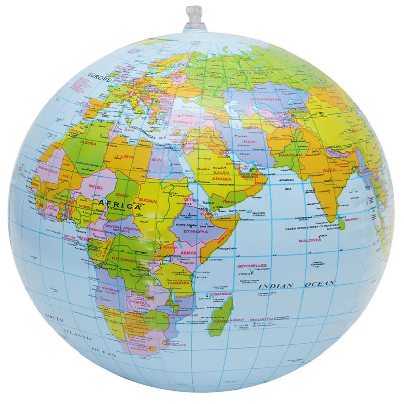 1 Pcs 16 Inch Inflatable Globe English Version Of The World Earth Ocean Map Children Geography Education Toys Student Supplies