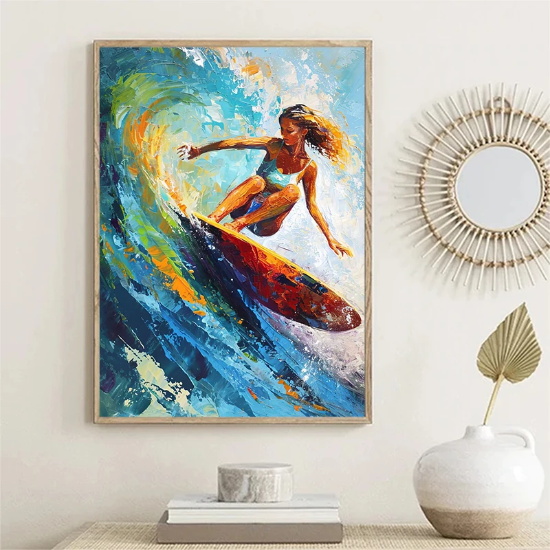 Oil Painting Poster Landscape surfing Beautiful Piano Canvas printing wall art decoration hanging paintings Home room decoration