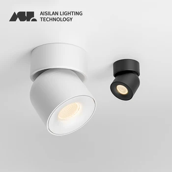 Aisilan 표면 장착 다운라이트 LED 천장 스포트라이트, 복도 거실 로비용 90 ° 각도 조절 가능, 7W CRI97