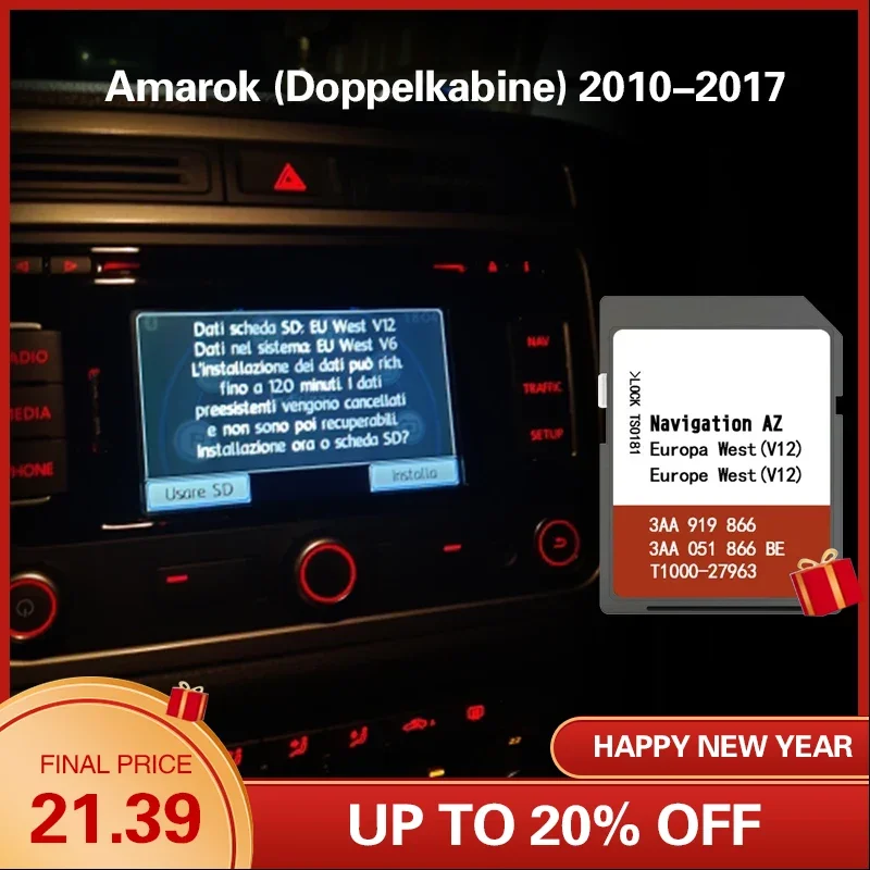 Utilizzare Per Amarok (Doppelkabine) 2010-2017 Western Europe Rns 315 Navi Card