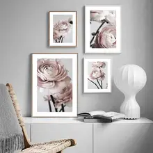 

Canvas Painting for Living Room Pink Flowers Poster Scandinavian Wall Art Home Decor Picture Prints Frameless Mural Cuadros