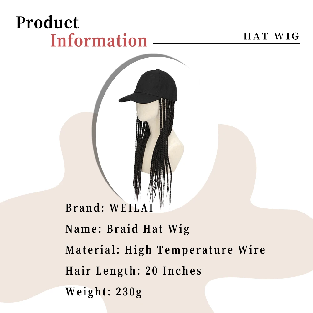 22Inch Synthetic Baseball Cap Wig Braided Hair Fashion Natural New Men And Women Universal Braid Wig Cap