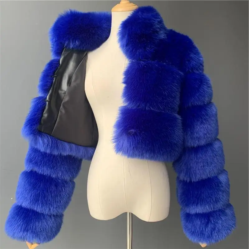 Spring Autumn Winter Women Short Fashion Style Faux Fox Fur Coat Popular Sweet Model with Collar long down puffer coat