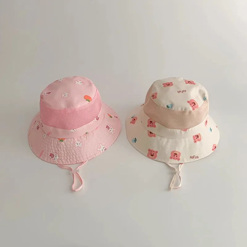 

Cartoon Print Baby Bucket Hat Summer Big Brimmed Children Panama Cap Toddler Kids Girls Boys Outdoor Sun Protect Fisherman Hats