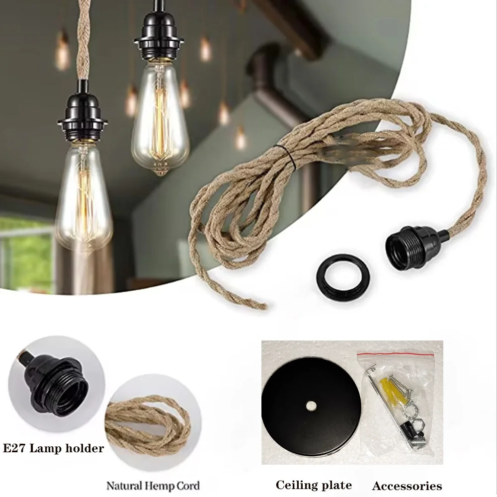Jute Rope Pendant Lamp Ceiling Lighting Fitting E27 Bakelite Lamp Holder decorative lights lamp holder lamp bulb holder lamp base lamp socket adapter lamp socket extender ceiling lamp bracket pendant light hook