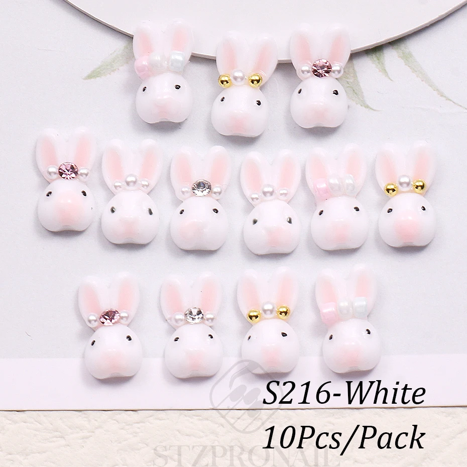 Cute Bunny Nail Charms Kawaii Cartoon Rabbit Manicure Gems Acrylic Flat Back Jewelry DIY Decoration Nail Art Accessories