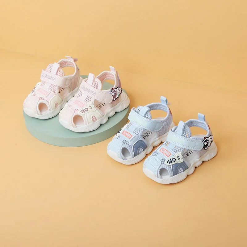 Summer Baby Sandals Cartoon Astronaut Walking Shoes Boy Girls 1-3years Outdoor Soft Soled Anti Slip Children Mesh Beach Sandals