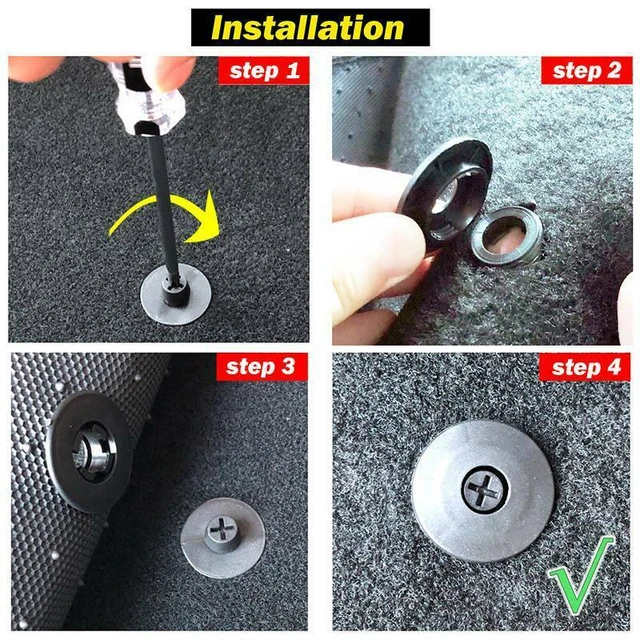 Clips Universels Noirs en Polymère pour Sol de Voiture, Retenue de Tapis,  FiosphHolders, Poignées, Double Couche, réinitialisation Rotatif, Fil de  Structure Antidérapant, 10 Ensembles - AliExpress