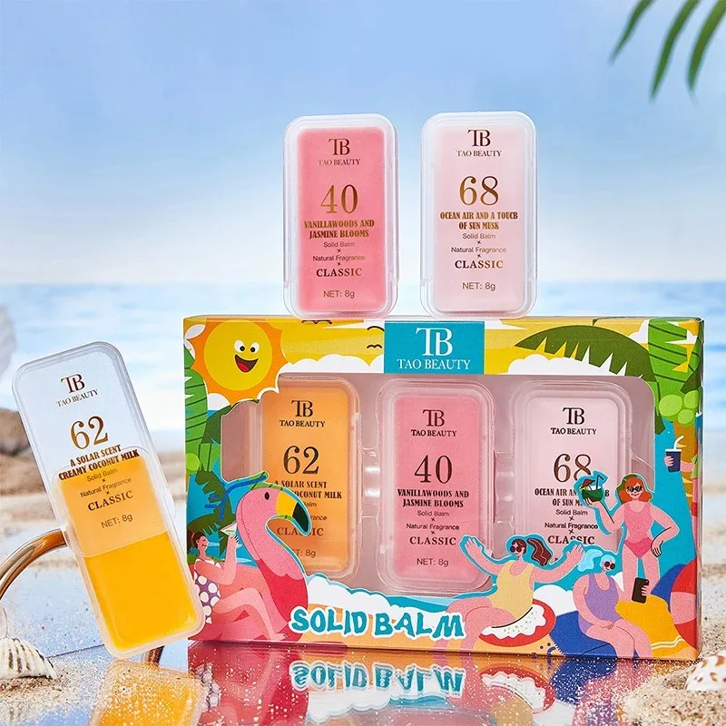 3-piece Set Solid Perfume Fruity Floral Fragrance Fresh Light Long-lasting Suitable As a Gift Comes With Exquisite Packaging