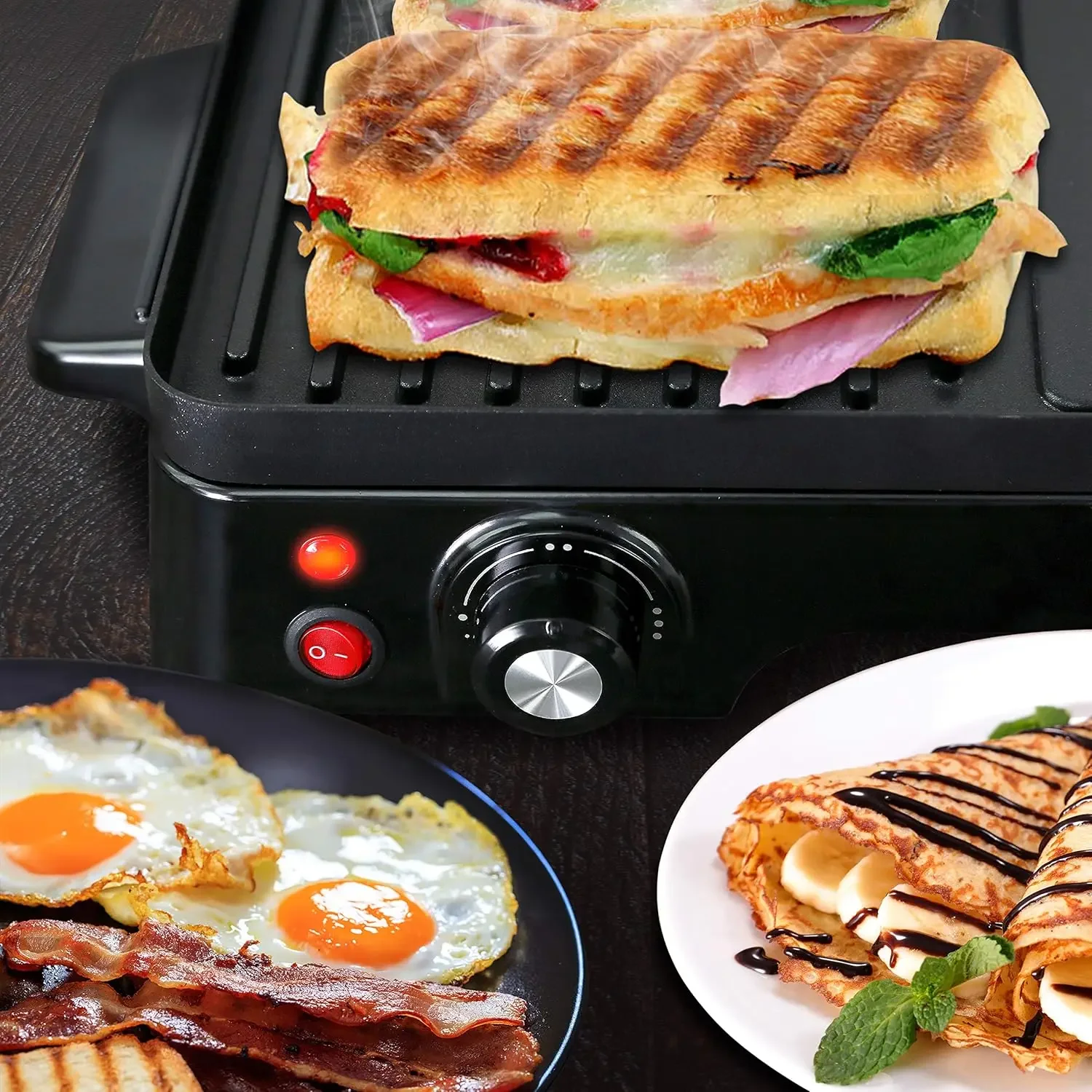 NEW NEW 2-in-1 Panini Press Grill & Griddle Nonstick Coating, Temperature Control Multiuse Countertop Sandwich Maker