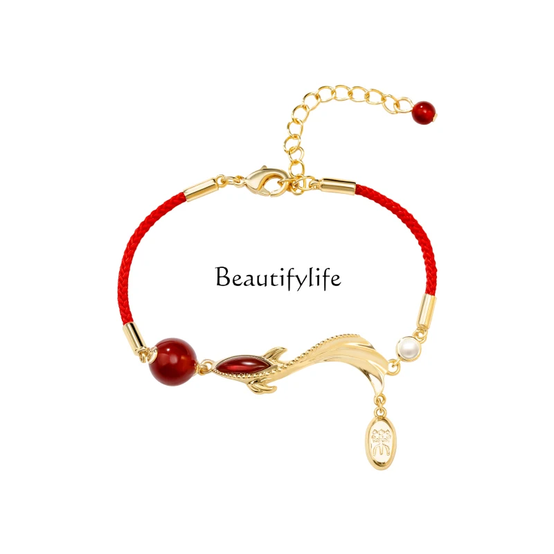 

Red Agate Red Rope Lucky Bracelet Red Hand Strap Dragon Year Birthday Gift