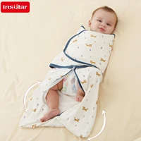 INSULAR Infant Swaddle Blankets Newborn Anti-startle Wrap Cloth Cartoon Kids Thin Cotton Sacks 100% Cotton Multi-functional 2