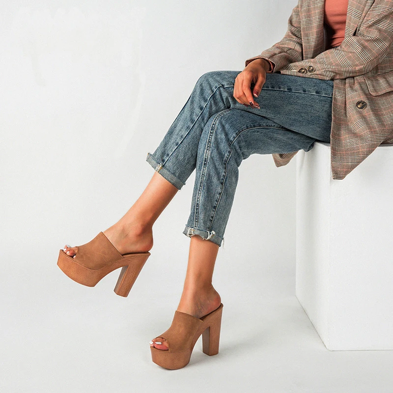 Comemore Slides Chunky Super High Heels Women Sandals Platform Shoes Pumps Female Flipflop Slippers Sexy Sandalias Mujer 43 women slippers women high heels platform high heels sandals platform sandals