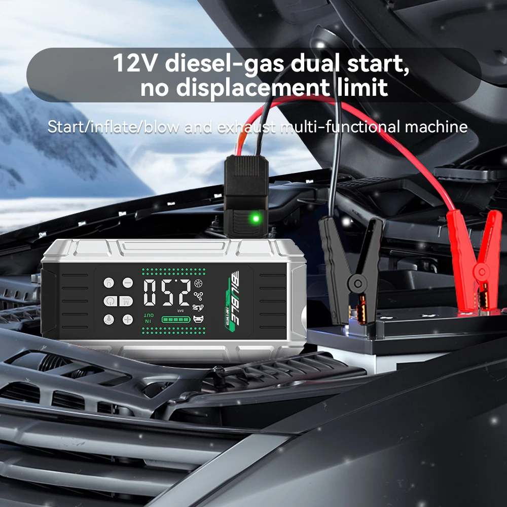 Car Jump Starter with 150PSI Tire Inflator(All Gas & 10.0L Diesel Engine), 12V Portable Battery Charger for Emergency