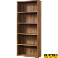 5-Shelf Adjustable Wood Bookcase Storage Shelf Sindoori Mango Finish Durable Lightweight Engineered Wood Living Room Furniture 1