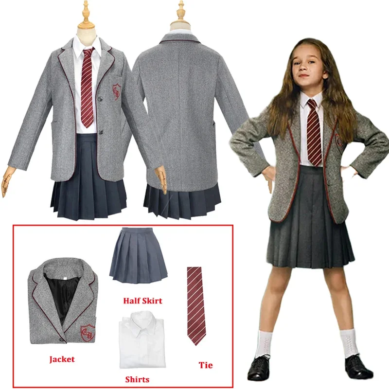 Costume Matilda Kids Roald Dahl Matilda The Musical Costume Cosplay Girl School Uniform Suit Halloween Party Outfit Clothes